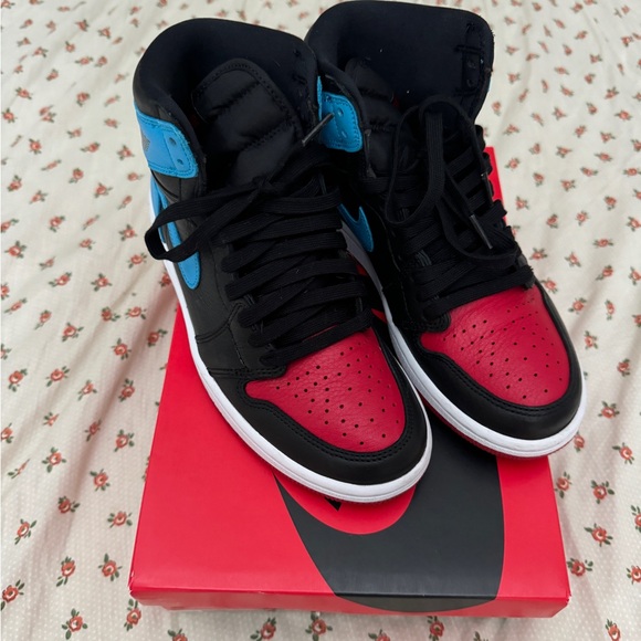 Jordan Shoes - womens air jordan 1 high og | black/dk powder blue-gym red | womens size 6.5